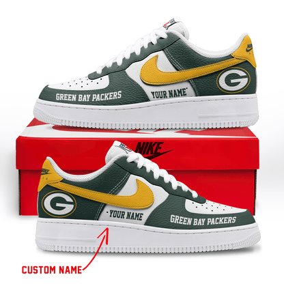 LIMITED EDITION - NEW CUSTOMIZED NFL08 GBP GREEN BAY PACKERS AF1 SNEAKERS