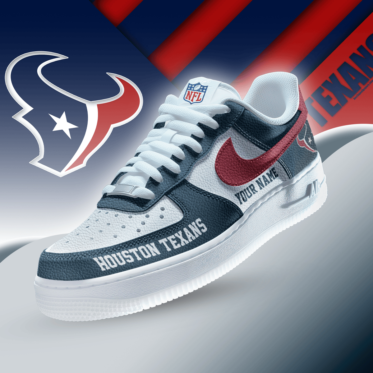 LIMITED EDITION - NEW CUSTOMIZED NFL15 HTT HOUSTON TEXANS AF1 SNEAKERS
