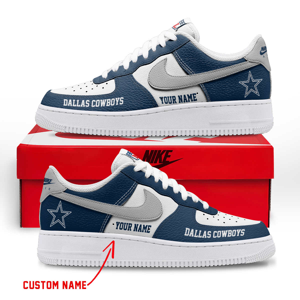 LIMITED EDITION - NEW CUSTOMIZED NFL21 DCB DALLAS COWBOYS AF1 SNEAKERS