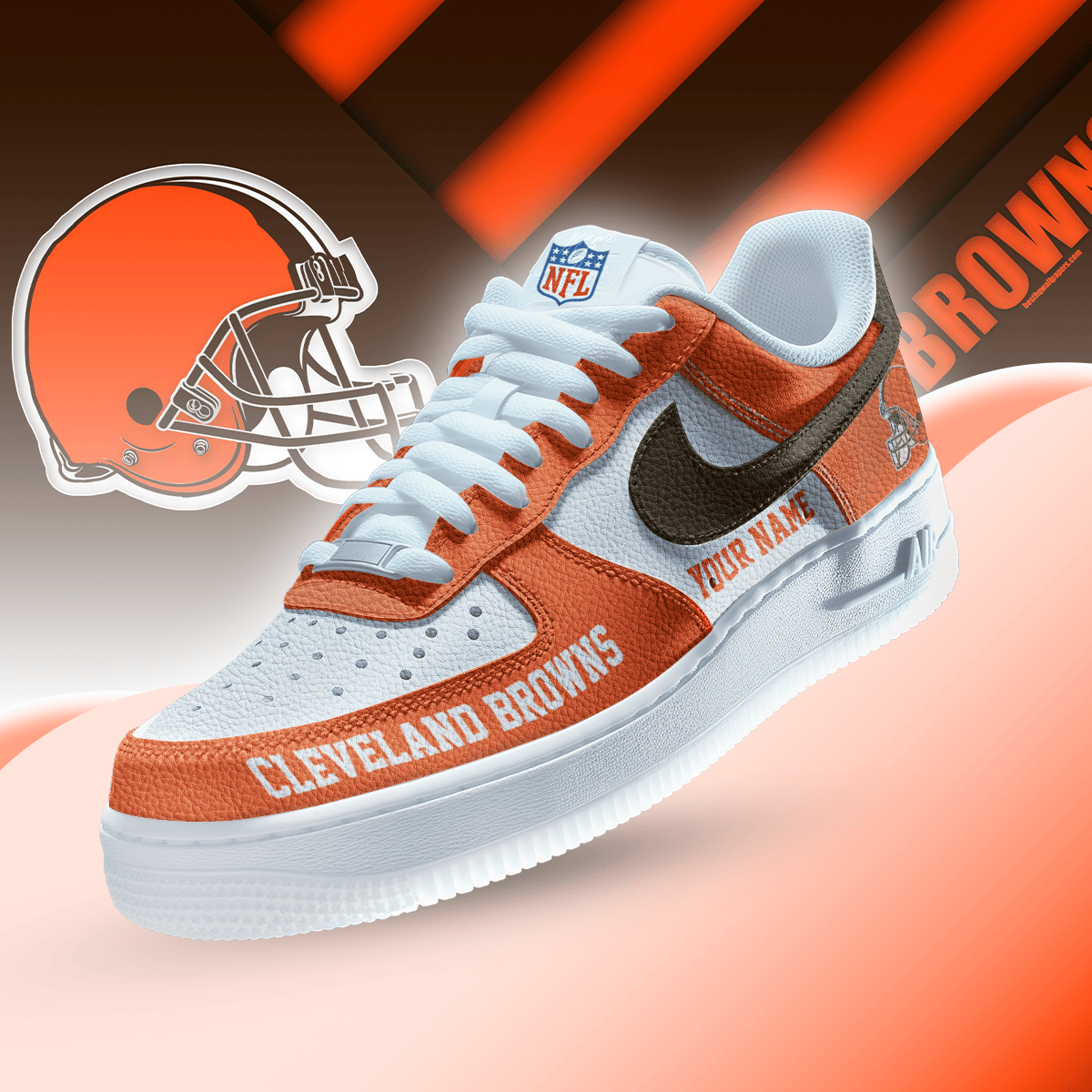 LIMITED EDITION - NEW CUSTOMIZED NFL29 CLB CLEVELAND BROWNS AF1 SNEAKERS