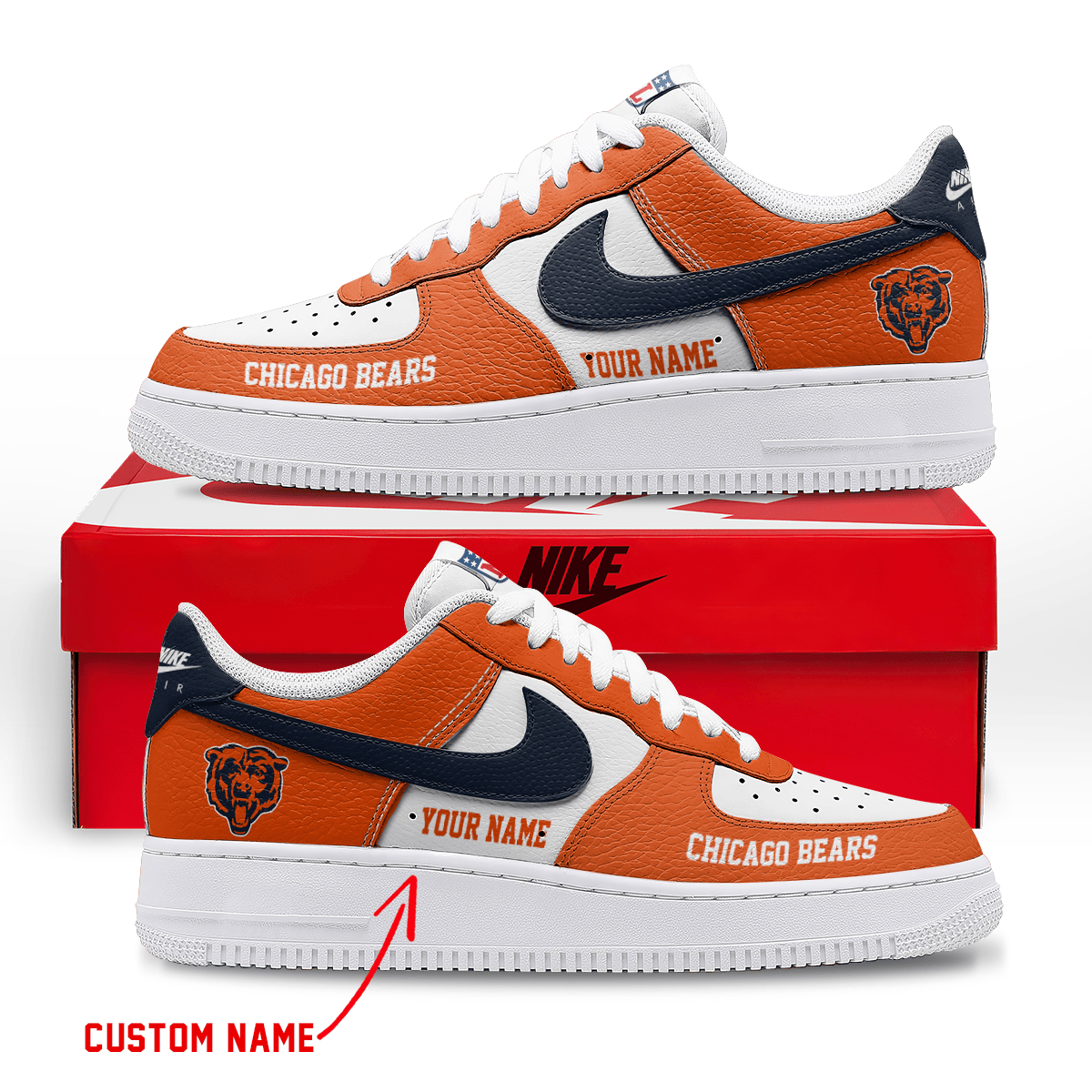 LIMITED EDITION - NEW CUSTOMIZED NFL26 CCB CHICAGO BEARS AF1 SNEAKERS