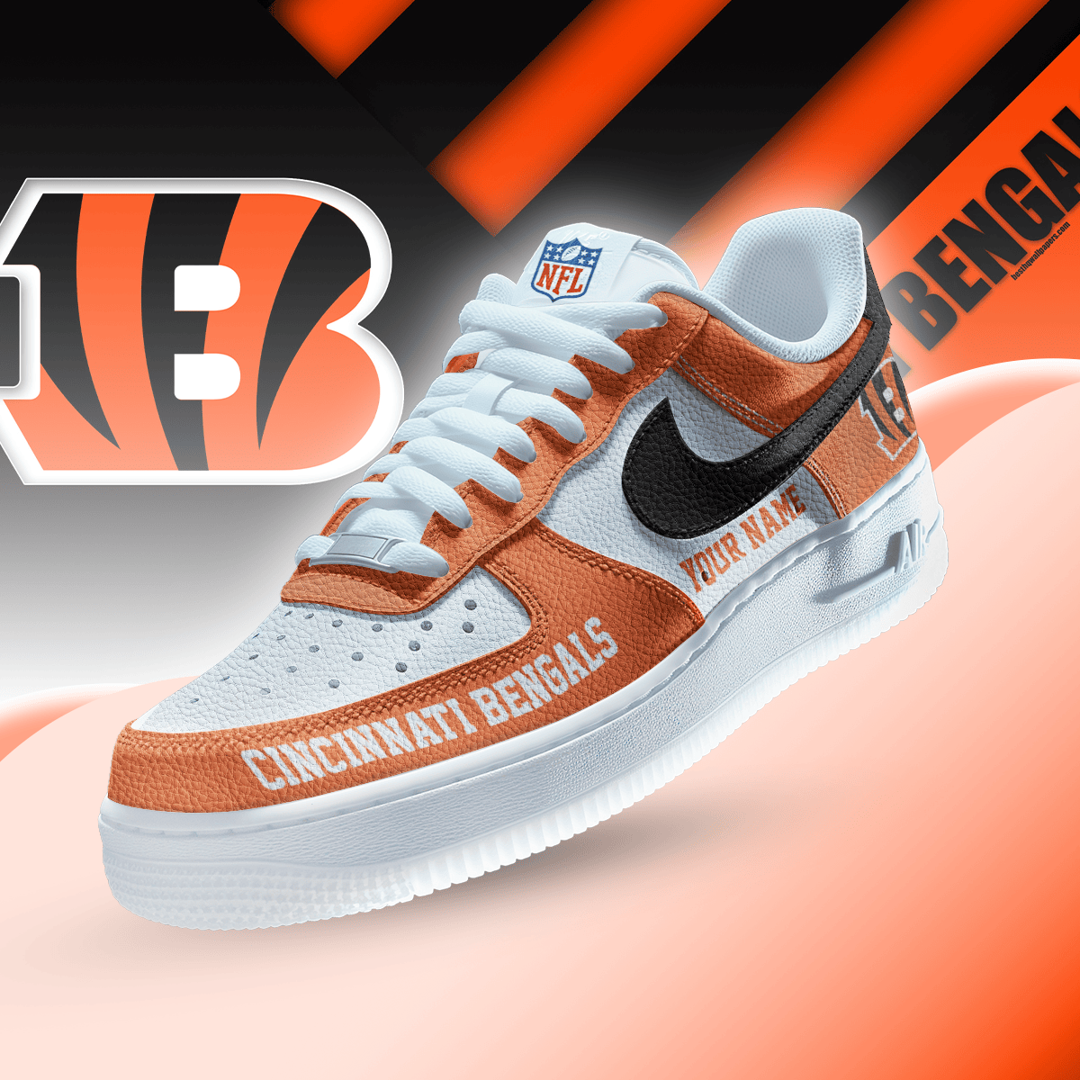 LIMITED EDITION - NEW CUSTOMIZED NFL16 CCB CINCINNATI BENGALS AF1 SNEAKERS