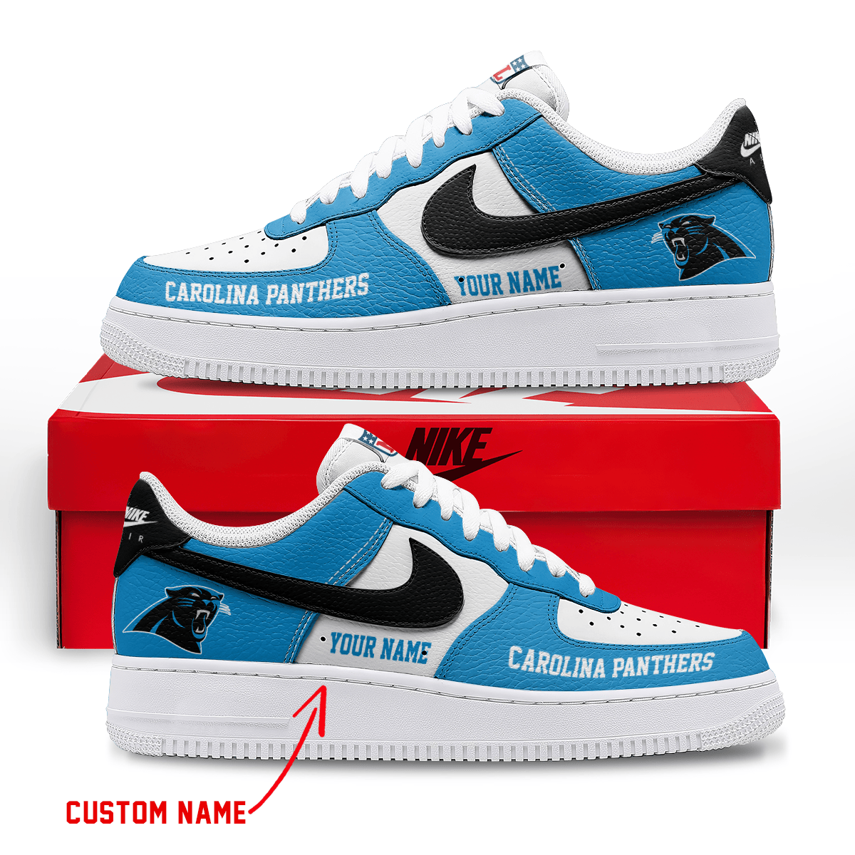 LIMITED EDITION - NEW CUSTOMIZED NFL23 CLP CAROLINA PANTHERS AF1 SNEAKERS