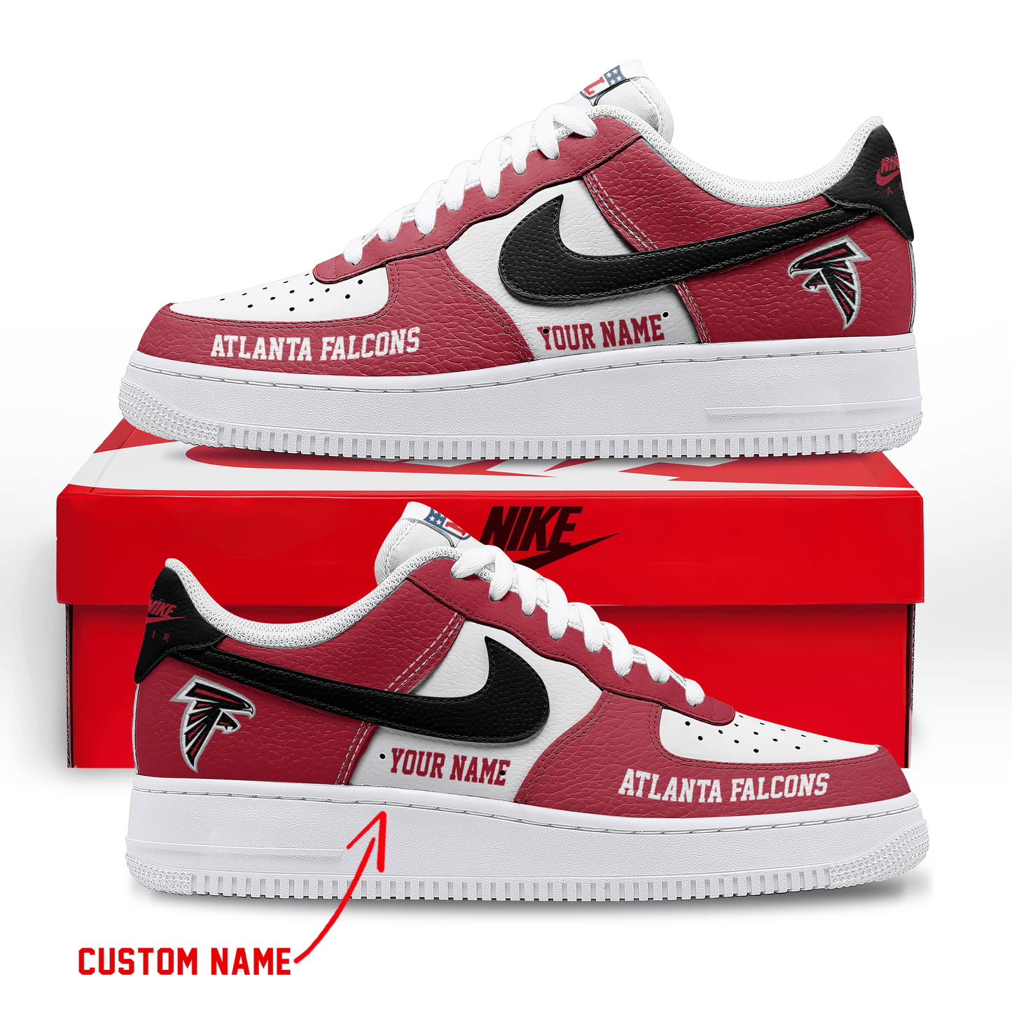 LIMITED EDITION - NEW CUSTOMIZED NFL18 ATF ATLANTA FALCONS AF1 SNEAKERS