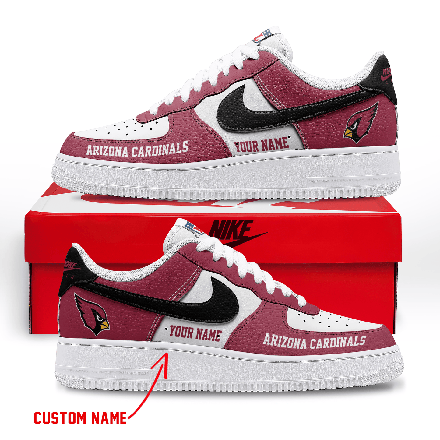 LIMITED EDITION - NEW CUSTOMIZED NFL20 ARC ARIZONA CARDINALS AF1 SNEAKERS