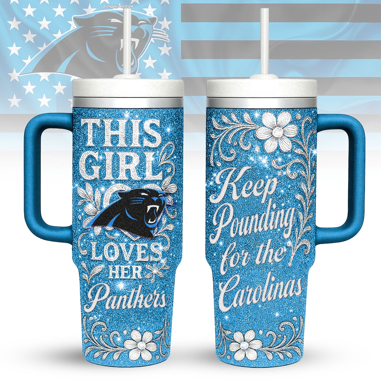 LIMITED EDITION - NEW CUSTOMIZED NFL23 CLP CAROLINA PANTHERS 40 OZ TUMBLER