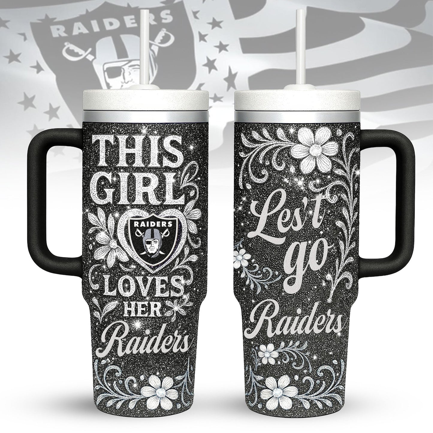 LIMITED EDITION - NEW CUSTOMIZED NFL07 LVR LAS VEGAS RAIDERS 40 OZ TUMBLER