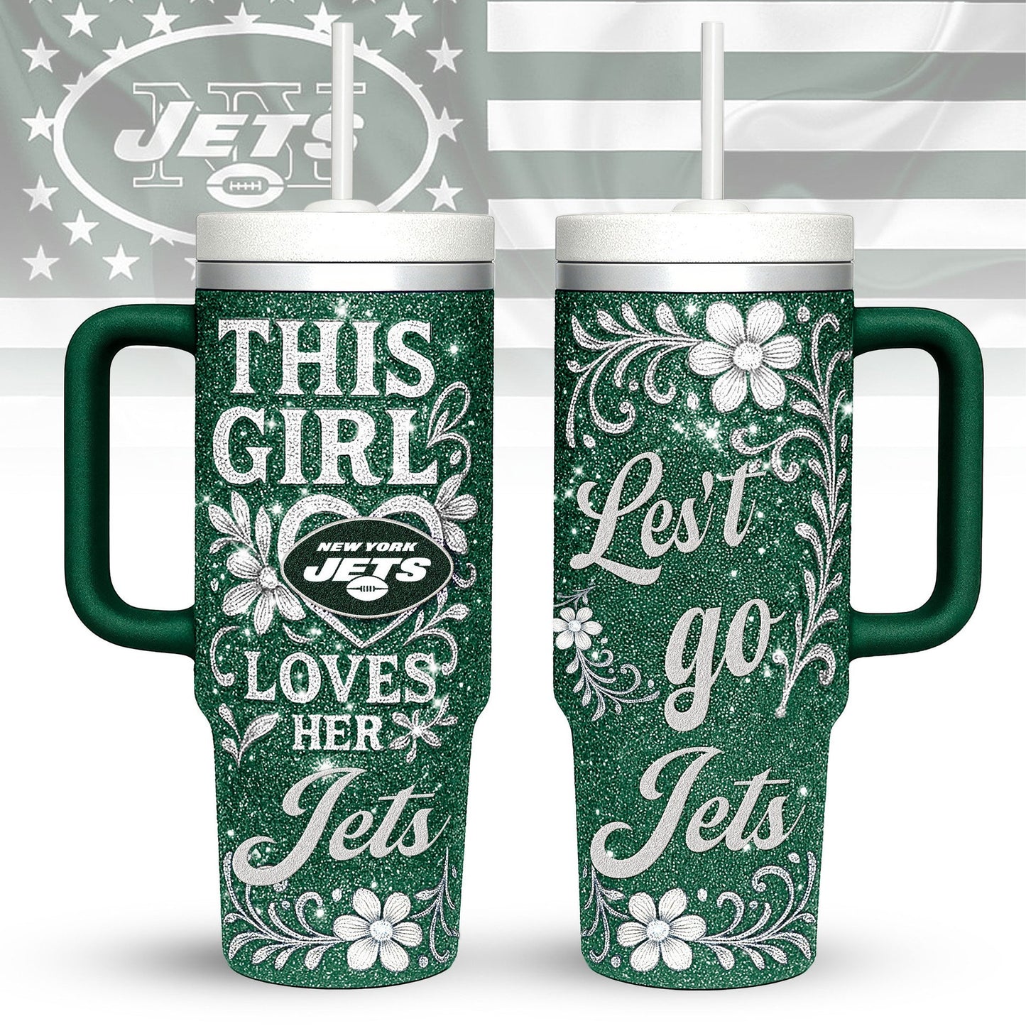 LIMITED EDITION - NEW CUSTOMIZED NFL25 NYJ NEW YORK JETS 40 OZ TUMBLER