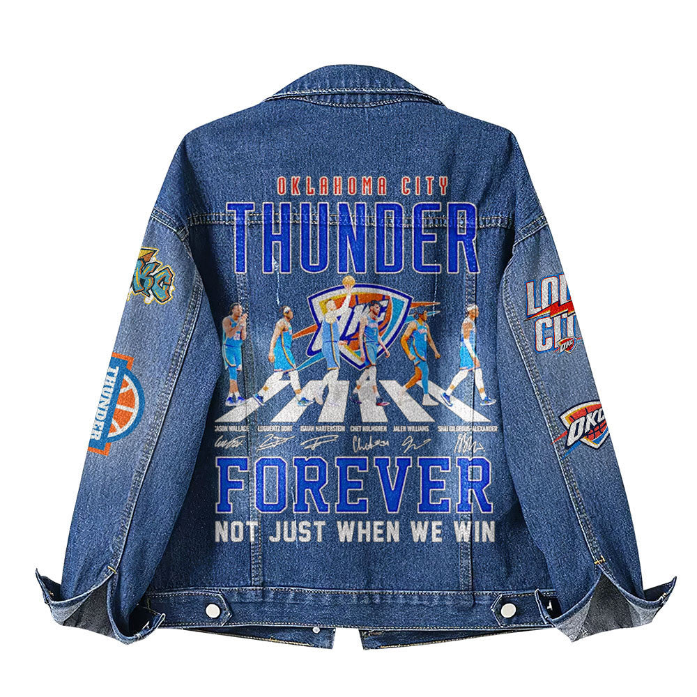 LIMITED EDITION - NEW CUSTOMIZED NBA01 OC OKLAHOMA CITY THUNDER DENIM JACKET