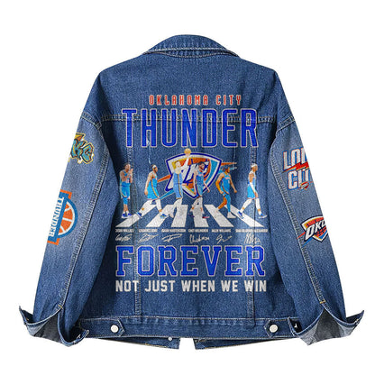 LIMITED EDITION - NEW CUSTOMIZED NBA01 OC OKLAHOMA CITY THUNDER DENIM JACKET