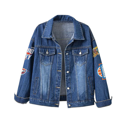 LIMITED EDITION - NEW CUSTOMIZED NBA01 OC OKLAHOMA CITY THUNDER DENIM JACKET