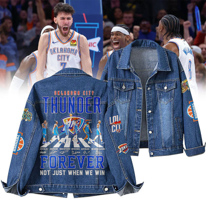 LIMITED EDITION - NEW CUSTOMIZED NBA01 OC OKLAHOMA CITY THUNDER DENIM JACKET
