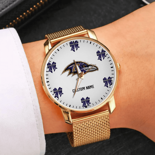 LIMITED EDITION - NEW CUSTOMIZED NFL28 BTR BALTIMORE RAVENS HAND WATCH