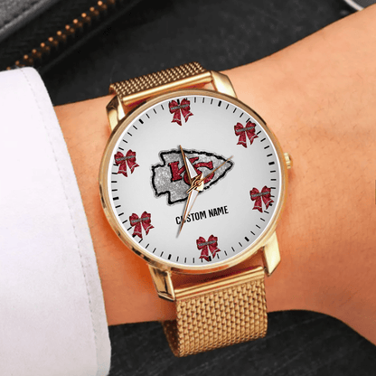 LIMITED EDITION - NEW CUSTOMIZED NFL01 KCC KANSAS CITY CHIEFS HAND WATCH
