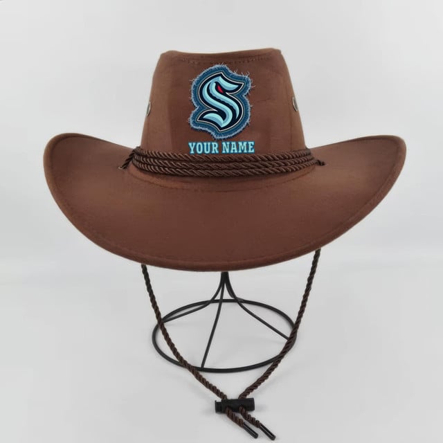 LIMITED EDITION - NEW CUSTOMIZED NHL20 STK SEATTLE KRAKEN COWBOY HAT