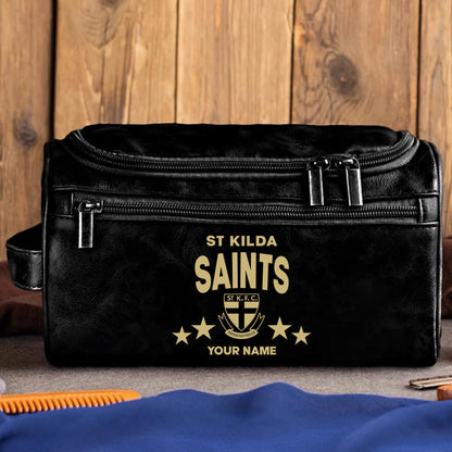 LIMITED EDITION - NEW 14 STKS MEN'S LEATHER TOILETRY BAG CUSTOM NAME PERFECT GIFT FOR FAN