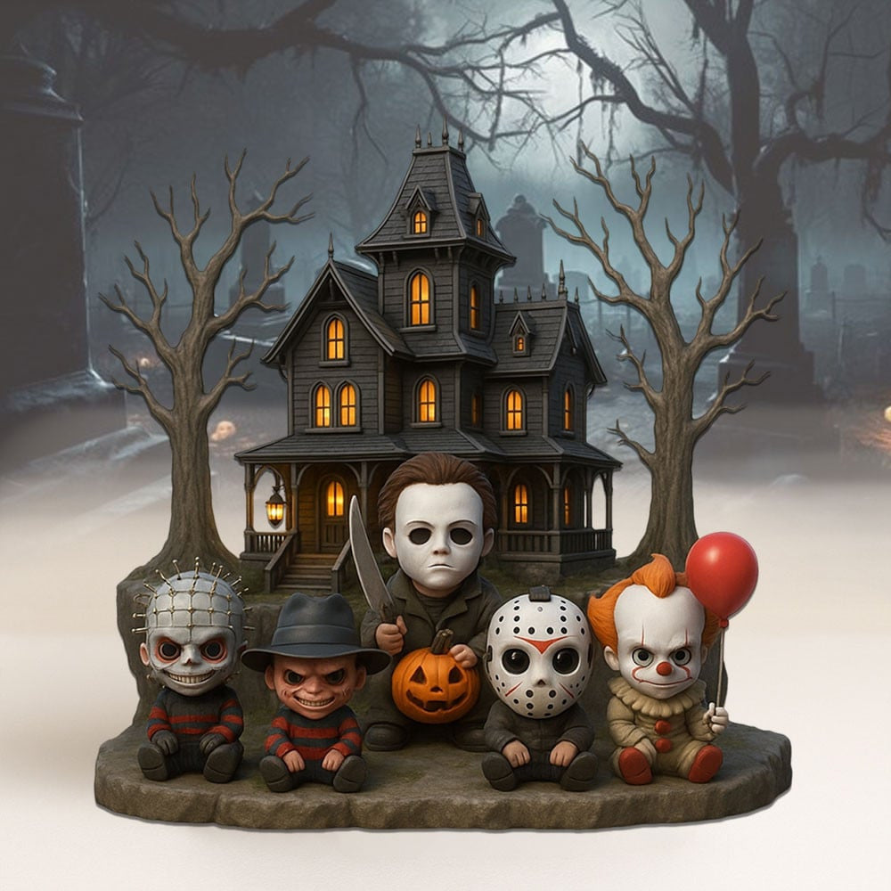 HORROR MOVIE CHARACTERS ACRYLIC BLOCK PLAQUE - HALLOWEEN GIFT AND SPOOKY DECOR FOR FANS