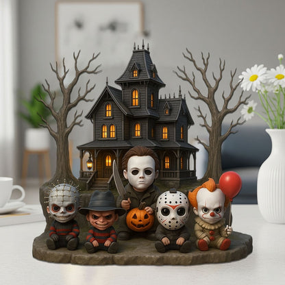 HORROR MOVIE CHARACTERS ACRYLIC BLOCK PLAQUE - HALLOWEEN GIFT AND SPOOKY DECOR FOR FANS