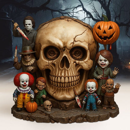 HALLOWEEN HORROR MOVIE CHARACTERS SKULL ACRYLIC BLOCK PLAQUE - GIFT FOR FANS