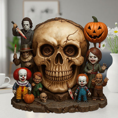 HALLOWEEN HORROR MOVIE CHARACTERS SKULL ACRYLIC BLOCK PLAQUE - GIFT FOR FANS