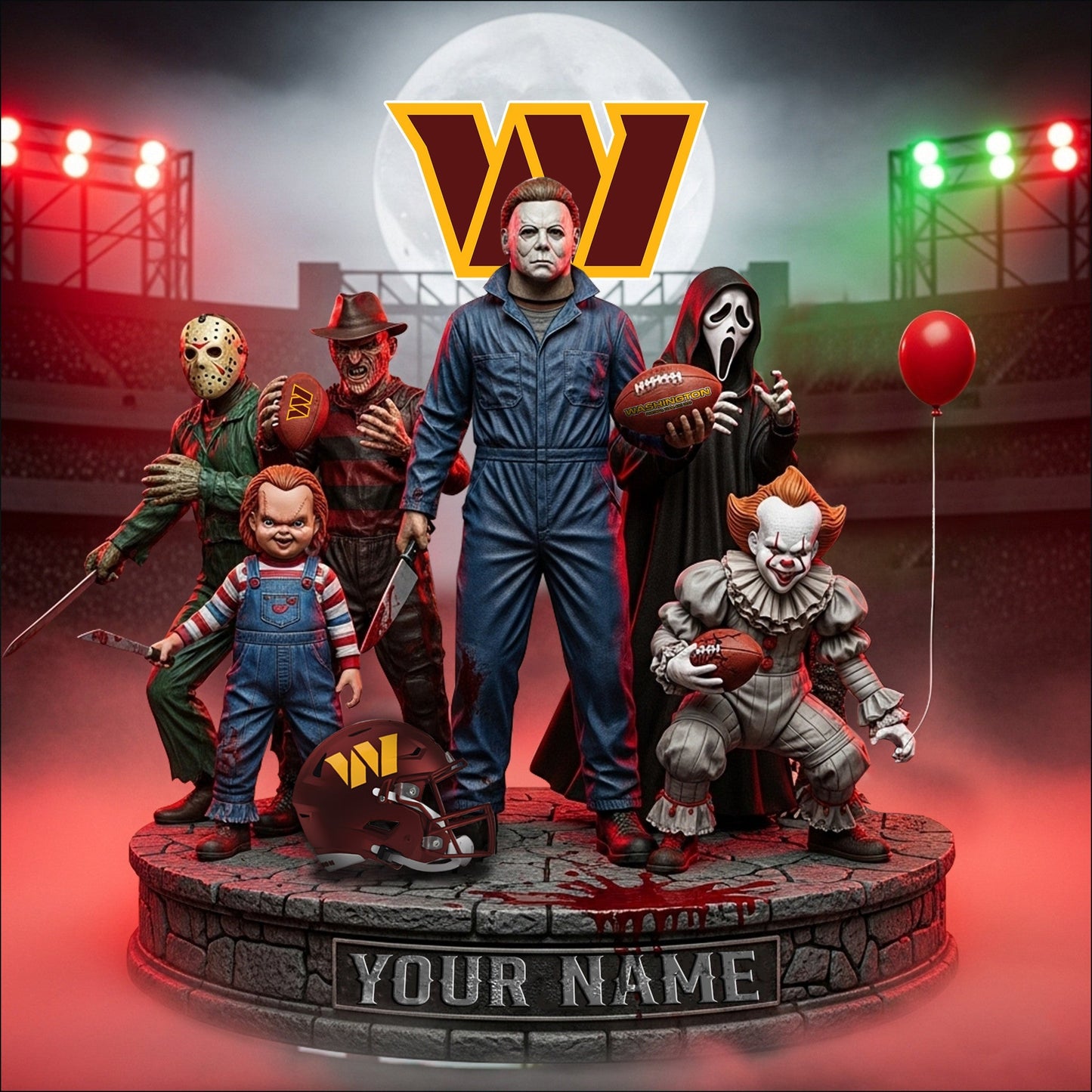 LIMITED EDITION - NEW CUSTOMIZED NFL12 WTC WASHINGTON COMMANDERS HORROR MOVIE ACRYLIC PLAQUE