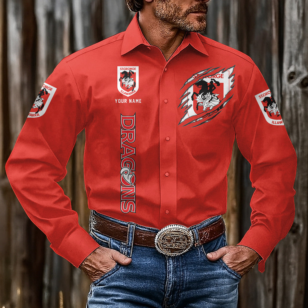 LIMITED EDITION - NEW 14 IDG CUSTOMIZED MEN'S LONG-SLEEVE BUTTON-UP SHIRT