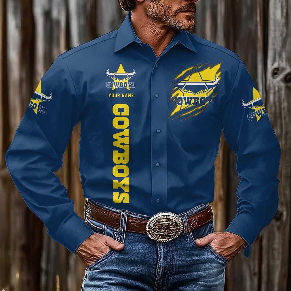 LIMITED EDITION - NEW 13 NQLC CUSTOMIZED MEN'S LONG-SLEEVE BUTTON-UP SHIRT