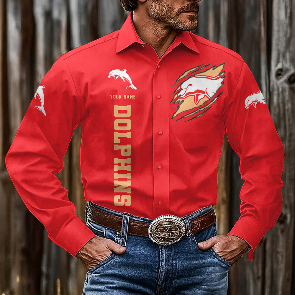 LIMITED EDITION - NEW 17 DPS CUSTOMIZED MEN'S LONG-SLEEVE BUTTON-UP SHIRT