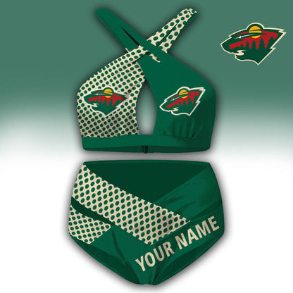 LIMITED EDITION - NEW CUSTOMIZED NHL13 MNW MINNESOTA WILD WOMEN'S CROSS SWIMSUIT UNDERWEAR