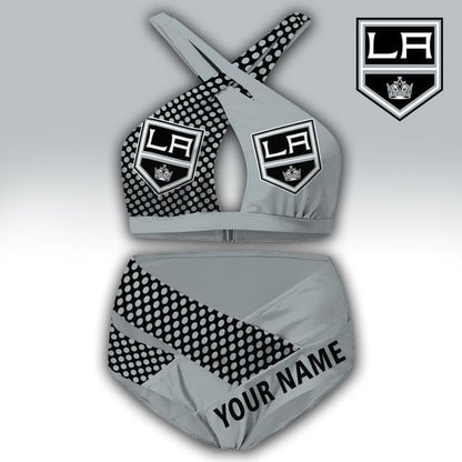 LIMITED EDITION - NEW CUSTOMIZED NHL16 LAK LOS ANGELES KINGS WOMEN'S CROSS SWIMSUIT UNDERWEAR