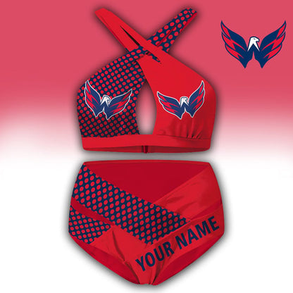 LIMITED EDITION - NEW CUSTOMIZED NHL10 WCP WASHINGTON CAPITALS WOMEN'S CROSS SWIMSUIT UNDERWEAR