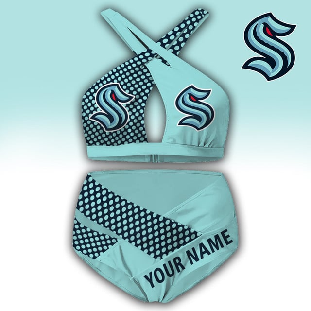 LIMITED EDITION - NEW CUSTOMIZED NHL20 STK SEATTLE KRAKEN WOMEN'S CROSS SWIMSUIT UNDERWEAR