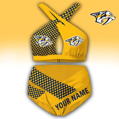 LIMITED EDITION - NEW CUSTOMIZED NHL31 NVP NASHVILLE PREDATORS WOMEN'S CROSS SWIMSUIT UNDERWEAR