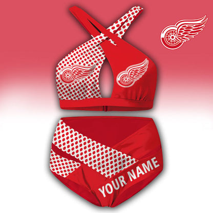 LIMITED EDITION - NEW CUSTOMIZED NHL22 DRW DETROIT RED WINGS WOMEN'S CROSS SWIMSUIT UNDERWEAR