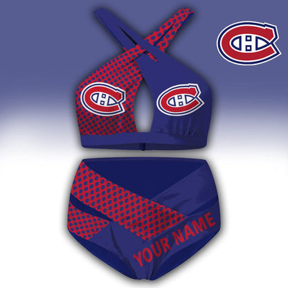 LIMITED EDITION - NEW CUSTOMIZED NHL11 MCD MONTREAL CANADIENS WOMEN'S CROSS SWIMSUIT UNDERWEAR