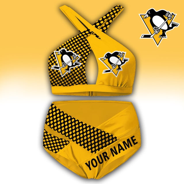 LIMITED EDITION - NEW CUSTOMIZED NHL26 PBP PITTSBURGH PENGUINS WOMEN'S CROSS SWIMSUIT UNDERWEAR