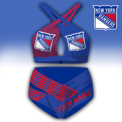 LIMITED EDITION - NEW CUSTOMIZED NHL24 NYR NEW YORK RANGERS WOMEN'S CROSS SWIMSUIT UNDERWEAR