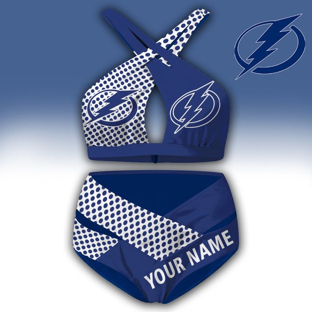 LIMITED EDITION - NEW CUSTOMIZED NHL12 TPL TAMPA BAY LIGHTNING WOMEN'S CROSS SWIMSUIT UNDERWEAR