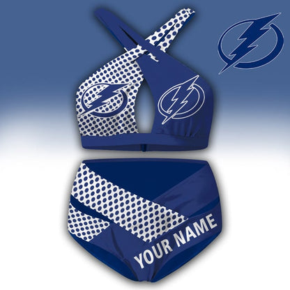 LIMITED EDITION - NEW CUSTOMIZED NHL12 TPL TAMPA BAY LIGHTNING WOMEN'S CROSS SWIMSUIT UNDERWEAR