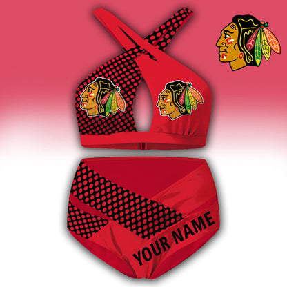 LIMITED EDITION - NEW CUSTOMIZED NHL08 CBH CHICAGO BLACKHAWKS WOMEN'S CROSS SWIMSUIT UNDERWEAR