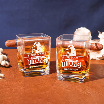 LIMITED EDITION - NEW 09 GCT PERSONALIZED WHISKEY GLASS WITH CIGAR HOLDER FOR FANS