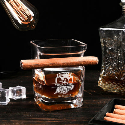 LIMITED EDITION - NEW 15 SRT PERSONALIZED WHISKEY GLASS WITH CIGAR HOLDER FOR FANS