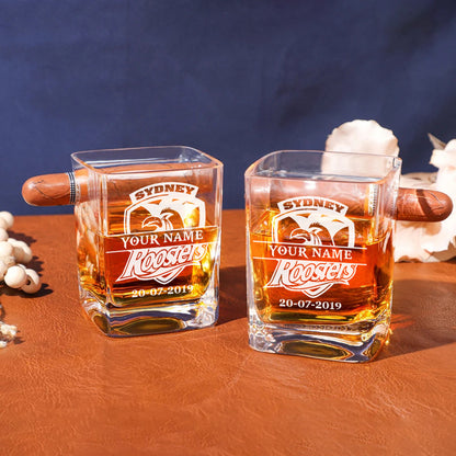 LIMITED EDITION - NEW 15 SRT PERSONALIZED WHISKEY GLASS WITH CIGAR HOLDER FOR FANS