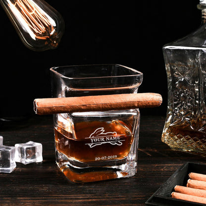 LIMITED EDITION - NEW 07 SSR PERSONALIZED WHISKEY GLASS WITH CIGAR HOLDER FOR FANS