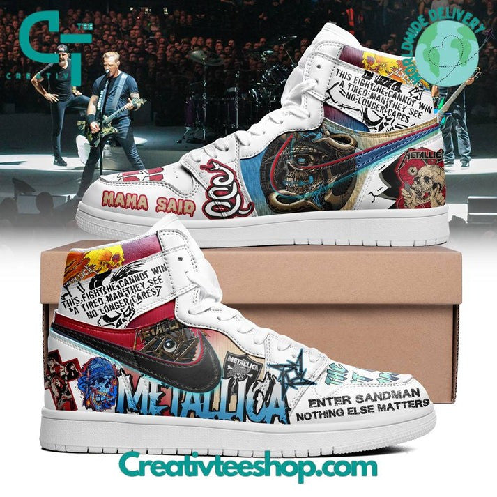 NEW PREMIUM METALLICA UNISEX AIR JORDAN MID SHOES SNEAKER