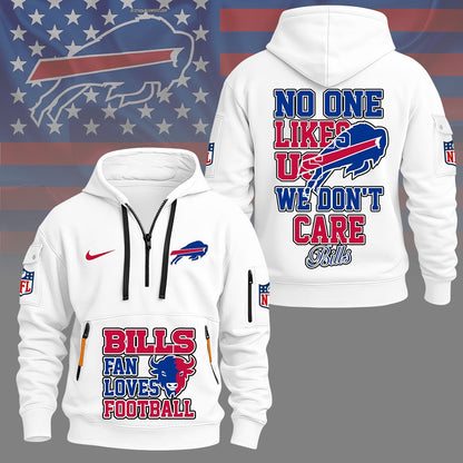 LIMITED EDITION - NEW CUSTOMIZED NFL03 BFB BUFFALO BILLS QUARTER ZIP HOODIE