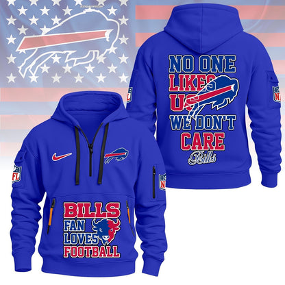 LIMITED EDITION - NEW CUSTOMIZED NFL03 BFB BUFFALO BILLS QUARTER ZIP HOODIE