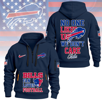 LIMITED EDITION - NEW CUSTOMIZED NFL03 BFB BUFFALO BILLS QUARTER ZIP HOODIE