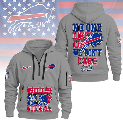 LIMITED EDITION - NEW CUSTOMIZED NFL03 BFB BUFFALO BILLS QUARTER ZIP HOODIE