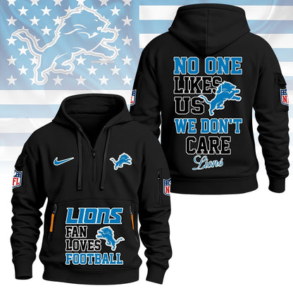 LIMITED EDITION - NEW CUSTOMIZED NFL04 DTL DETROIT LIONS QUARTER ZIP HOODIE